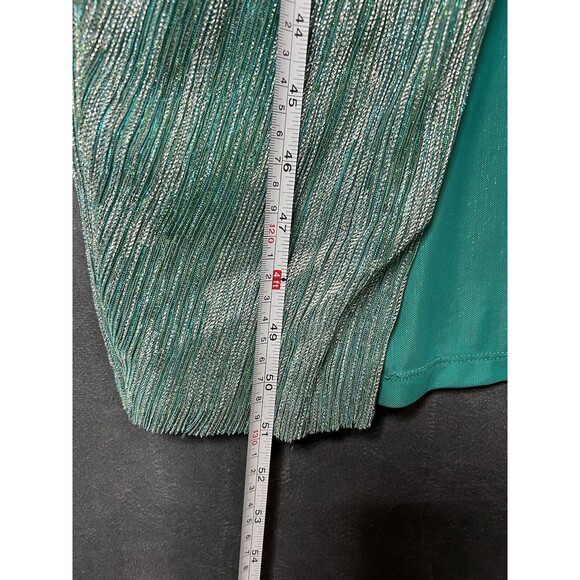 $275 SAYLOR Alorna One-Shoulder Metallic Green Midi Dress Stretch Women Medium - Picture 7 of 14